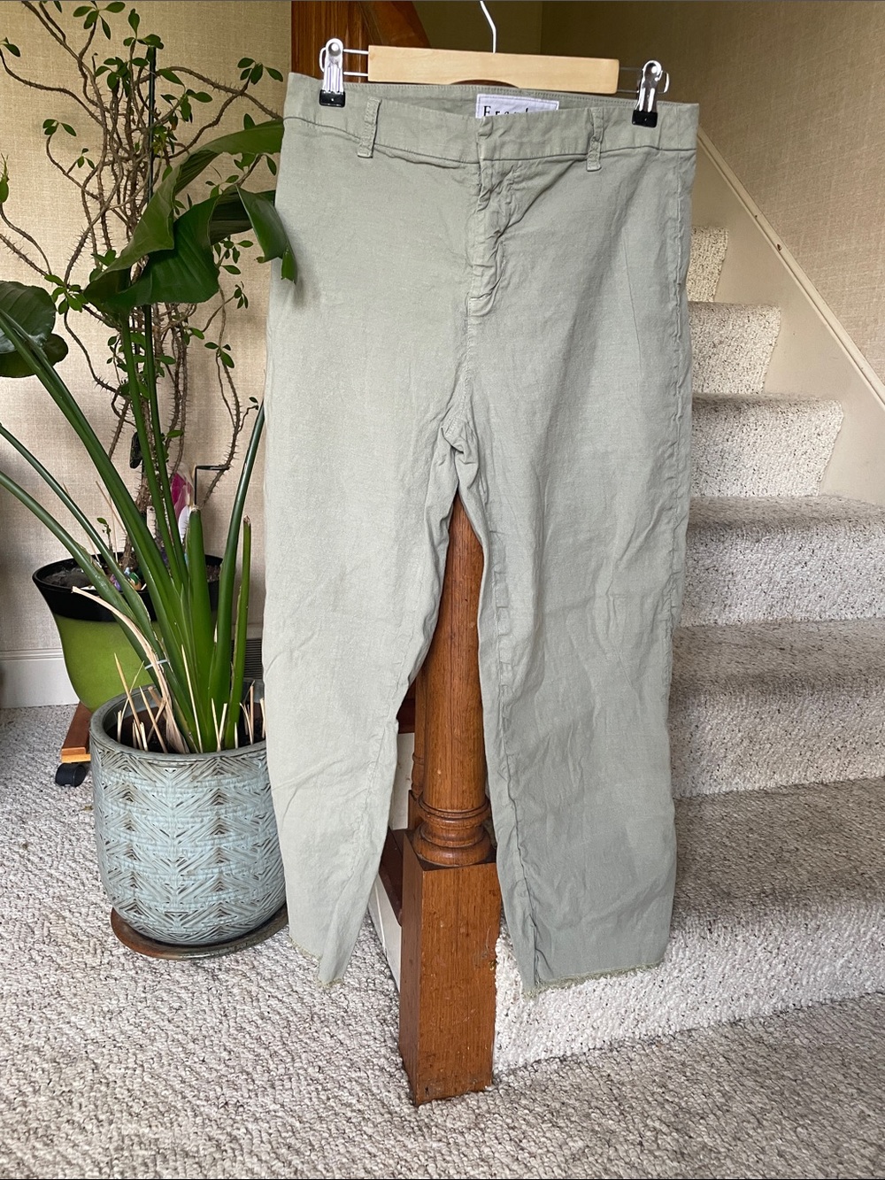 Frank & Eileen Light Sage Green Linen Blend Chinos 8